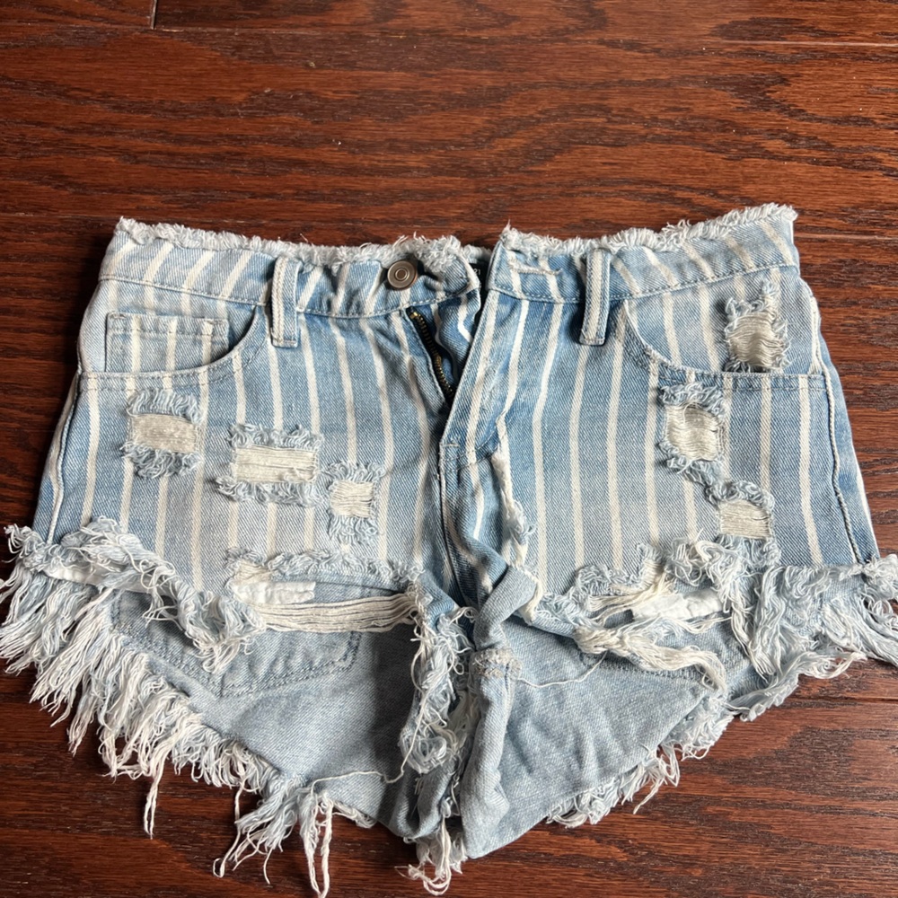 Ripped jean shorts